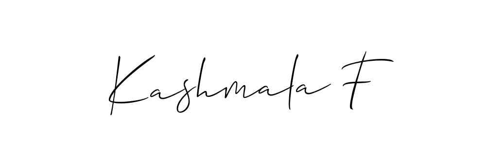 How to make Kashmala F name signature. Use Allison_Script style for creating short signs online. This is the latest handwritten sign. Kashmala F signature style 2 images and pictures png