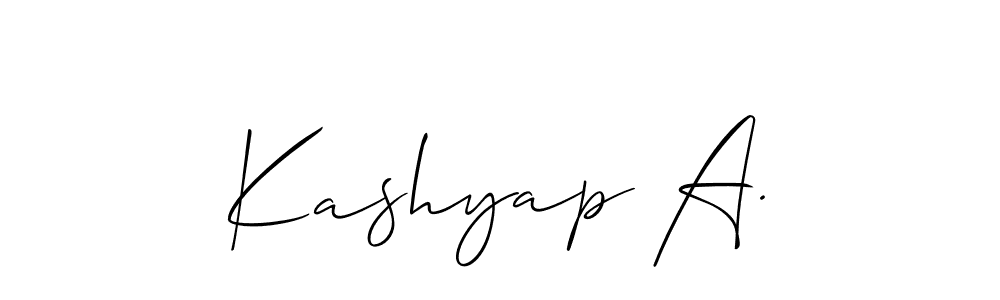 How to make Kashyap A. name signature. Use Allison_Script style for creating short signs online. This is the latest handwritten sign. Kashyap A. signature style 2 images and pictures png