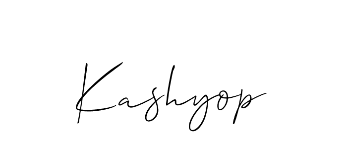 It looks lik you need a new signature style for name Kashyop. Design unique handwritten (Allison_Script) signature with our free signature maker in just a few clicks. Kashyop signature style 2 images and pictures png