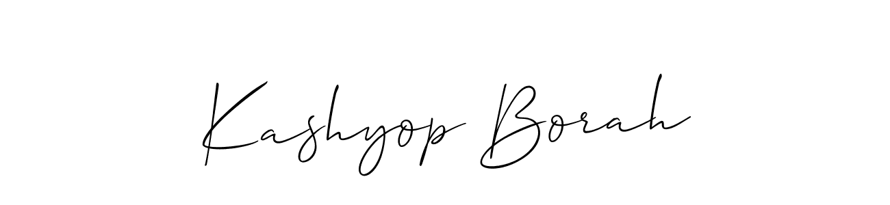 Create a beautiful signature design for name Kashyop Borah. With this signature (Allison_Script) fonts, you can make a handwritten signature for free. Kashyop Borah signature style 2 images and pictures png