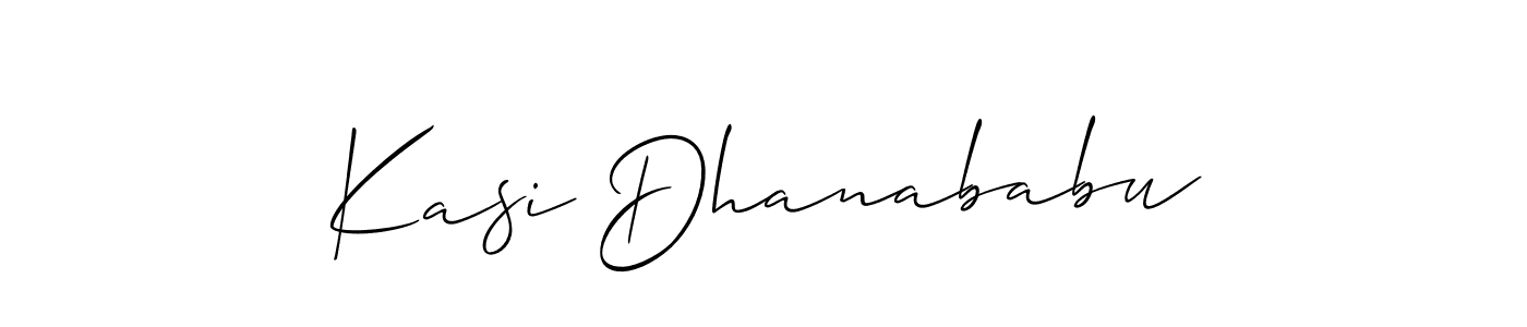 It looks lik you need a new signature style for name Kasi Dhanababu. Design unique handwritten (Allison_Script) signature with our free signature maker in just a few clicks. Kasi Dhanababu signature style 2 images and pictures png