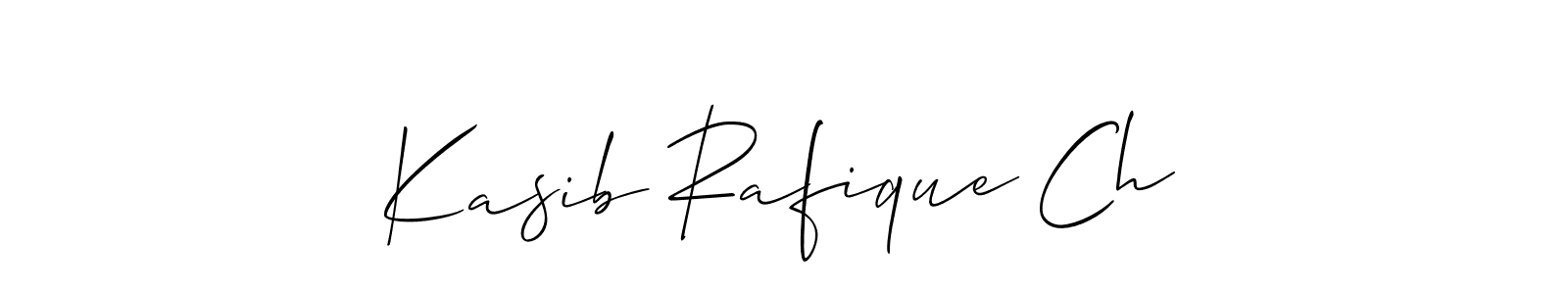 Make a beautiful signature design for name Kasib Rafique Ch. With this signature (Allison_Script) style, you can create a handwritten signature for free. Kasib Rafique Ch signature style 2 images and pictures png