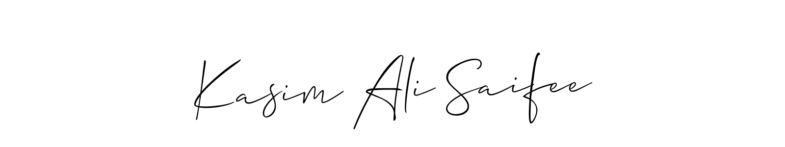 Allison_Script is a professional signature style that is perfect for those who want to add a touch of class to their signature. It is also a great choice for those who want to make their signature more unique. Get Kasim Ali Saifee name to fancy signature for free. Kasim Ali Saifee signature style 2 images and pictures png