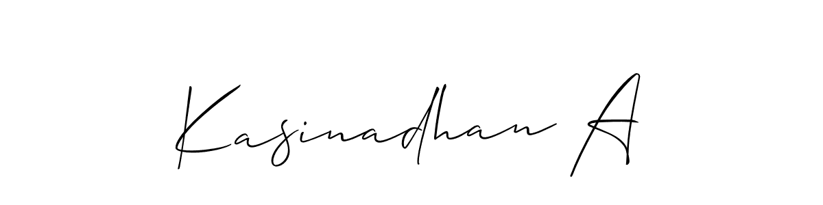 The best way (Allison_Script) to make a short signature is to pick only two or three words in your name. The name Kasinadhan A include a total of six letters. For converting this name. Kasinadhan A signature style 2 images and pictures png