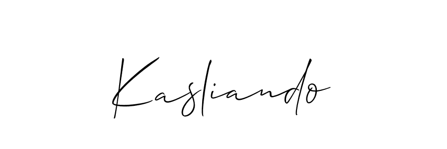 Use a signature maker to create a handwritten signature online. With this signature software, you can design (Allison_Script) your own signature for name Kasliando. Kasliando signature style 2 images and pictures png