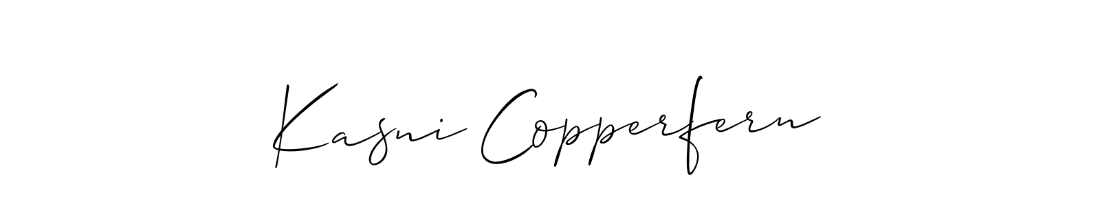 Make a beautiful signature design for name Kasni Copperfern. With this signature (Allison_Script) style, you can create a handwritten signature for free. Kasni Copperfern signature style 2 images and pictures png
