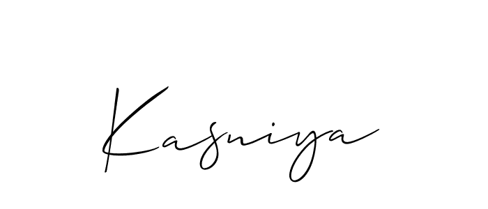 Make a beautiful signature design for name Kasniya. With this signature (Allison_Script) style, you can create a handwritten signature for free. Kasniya signature style 2 images and pictures png