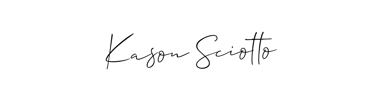 The best way (Allison_Script) to make a short signature is to pick only two or three words in your name. The name Kason Sciotto include a total of six letters. For converting this name. Kason Sciotto signature style 2 images and pictures png