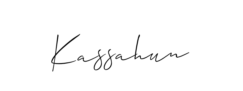 Use a signature maker to create a handwritten signature online. With this signature software, you can design (Allison_Script) your own signature for name Kassahun. Kassahun signature style 2 images and pictures png