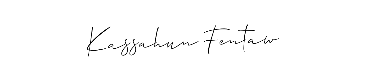 The best way (Allison_Script) to make a short signature is to pick only two or three words in your name. The name Kassahun Fentaw include a total of six letters. For converting this name. Kassahun Fentaw signature style 2 images and pictures png