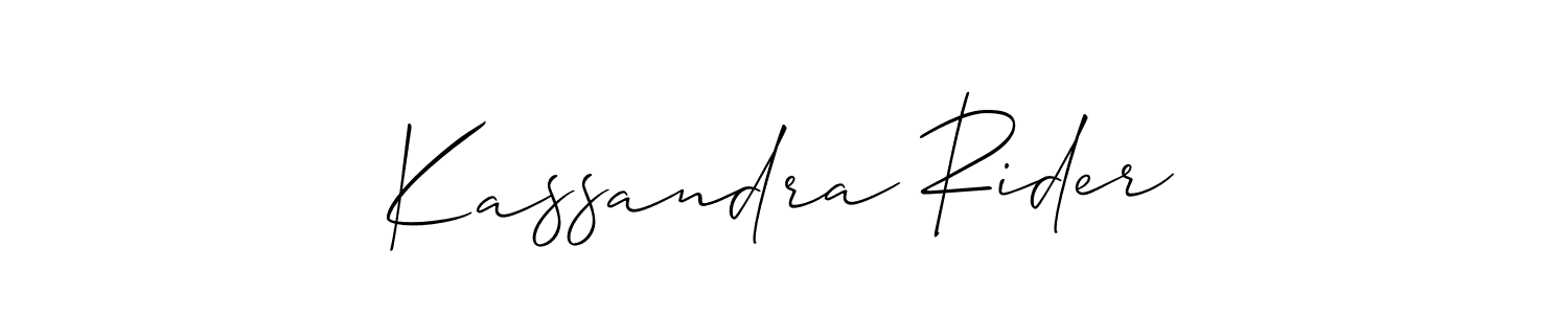 It looks lik you need a new signature style for name Kassandra Rider. Design unique handwritten (Allison_Script) signature with our free signature maker in just a few clicks. Kassandra Rider signature style 2 images and pictures png