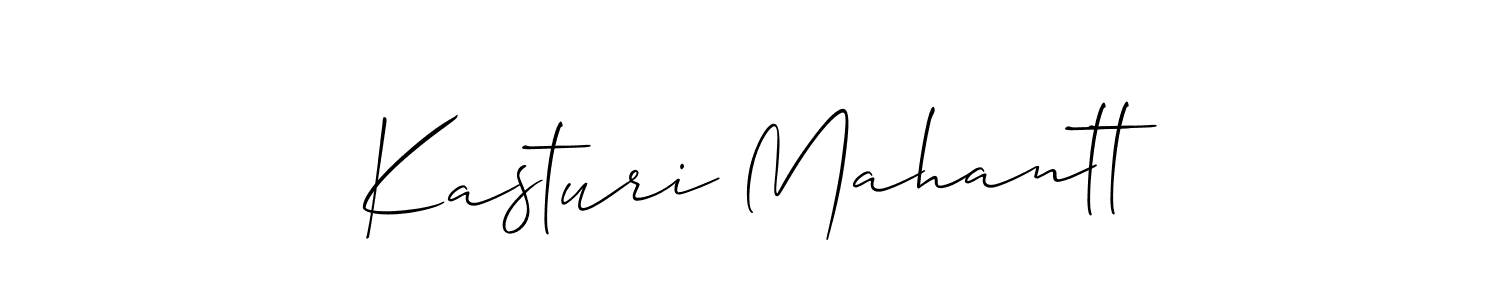 if you are searching for the best signature style for your name Kasturi Mahantt. so please give up your signature search. here we have designed multiple signature styles  using Allison_Script. Kasturi Mahantt signature style 2 images and pictures png