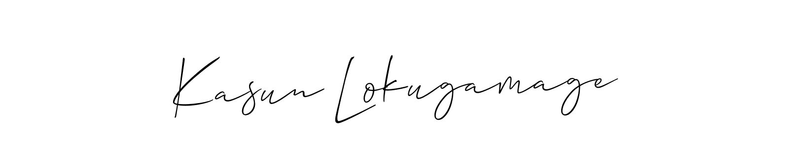 It looks lik you need a new signature style for name Kasun Lokugamage. Design unique handwritten (Allison_Script) signature with our free signature maker in just a few clicks. Kasun Lokugamage signature style 2 images and pictures png