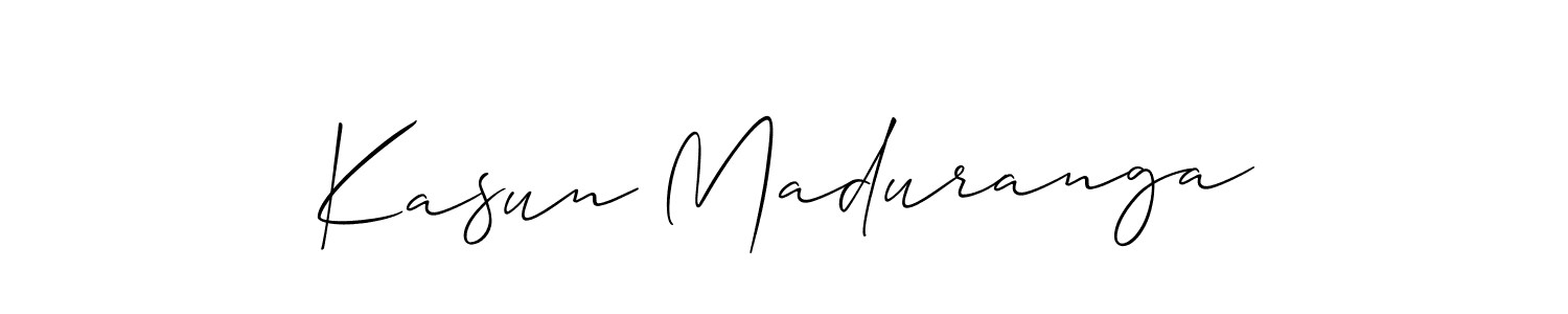 if you are searching for the best signature style for your name Kasun Maduranga. so please give up your signature search. here we have designed multiple signature styles  using Allison_Script. Kasun Maduranga signature style 2 images and pictures png