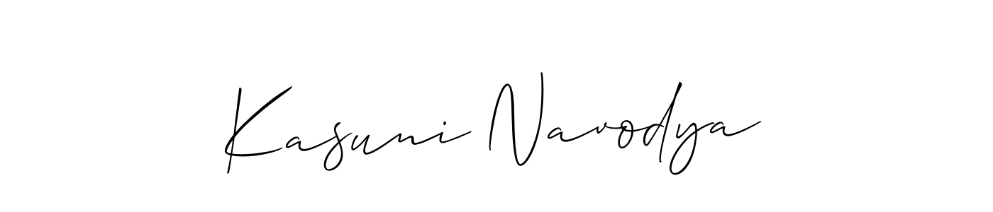 How to make Kasuni Navodya signature? Allison_Script is a professional autograph style. Create handwritten signature for Kasuni Navodya name. Kasuni Navodya signature style 2 images and pictures png