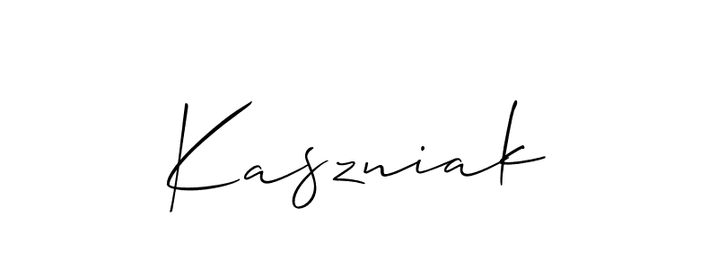 if you are searching for the best signature style for your name Kaszniak. so please give up your signature search. here we have designed multiple signature styles  using Allison_Script. Kaszniak signature style 2 images and pictures png