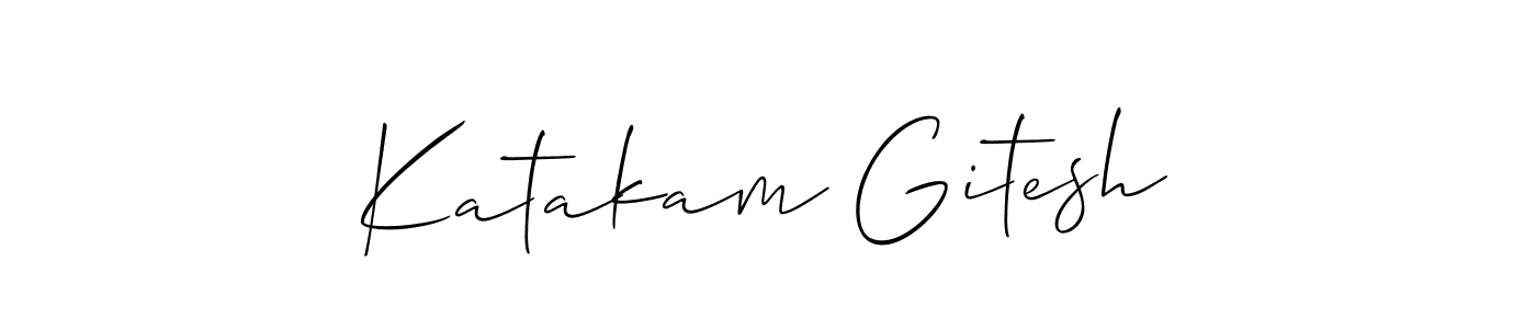 Also we have Katakam Gitesh name is the best signature style. Create professional handwritten signature collection using Allison_Script autograph style. Katakam Gitesh signature style 2 images and pictures png