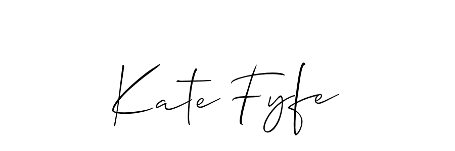 The best way (Allison_Script) to make a short signature is to pick only two or three words in your name. The name Kate Fyfe include a total of six letters. For converting this name. Kate Fyfe signature style 2 images and pictures png