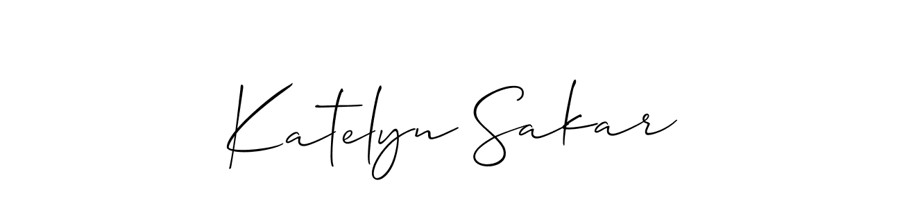 The best way (Allison_Script) to make a short signature is to pick only two or three words in your name. The name Katelyn Sakar include a total of six letters. For converting this name. Katelyn Sakar signature style 2 images and pictures png