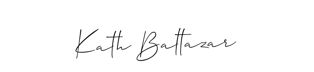 The best way (Allison_Script) to make a short signature is to pick only two or three words in your name. The name Kath Baltazar include a total of six letters. For converting this name. Kath Baltazar signature style 2 images and pictures png