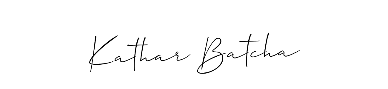 Make a short Kathar Batcha signature style. Manage your documents anywhere anytime using Allison_Script. Create and add eSignatures, submit forms, share and send files easily. Kathar Batcha signature style 2 images and pictures png