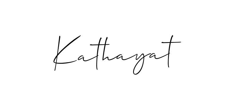 Design your own signature with our free online signature maker. With this signature software, you can create a handwritten (Allison_Script) signature for name Kathayat. Kathayat signature style 2 images and pictures png