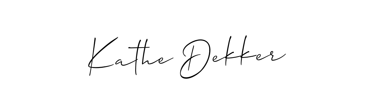 You should practise on your own different ways (Allison_Script) to write your name (Kathe Dekker) in signature. don't let someone else do it for you. Kathe Dekker signature style 2 images and pictures png