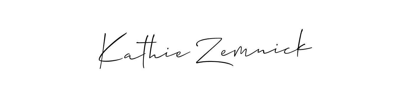 You should practise on your own different ways (Allison_Script) to write your name (Kathie Zemnick) in signature. don't let someone else do it for you. Kathie Zemnick signature style 2 images and pictures png