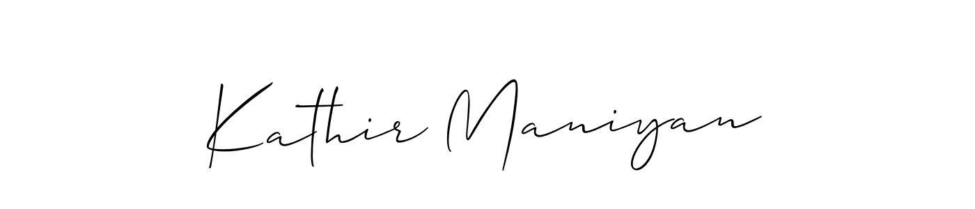 Create a beautiful signature design for name Kathir Maniyan. With this signature (Allison_Script) fonts, you can make a handwritten signature for free. Kathir Maniyan signature style 2 images and pictures png