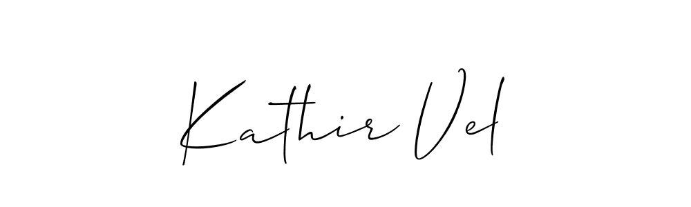Design your own signature with our free online signature maker. With this signature software, you can create a handwritten (Allison_Script) signature for name Kathir Vel. Kathir Vel signature style 2 images and pictures png