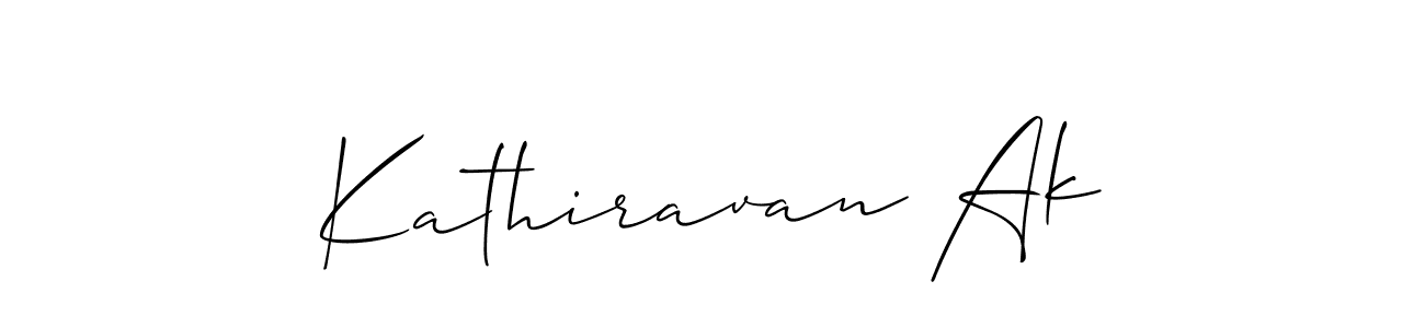 It looks lik you need a new signature style for name Kathiravan Ak. Design unique handwritten (Allison_Script) signature with our free signature maker in just a few clicks. Kathiravan Ak signature style 2 images and pictures png