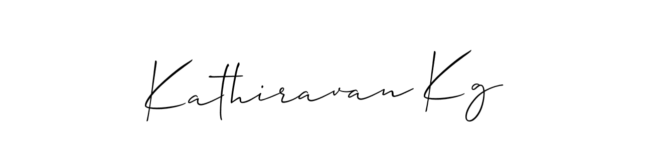 Design your own signature with our free online signature maker. With this signature software, you can create a handwritten (Allison_Script) signature for name Kathiravan Kg. Kathiravan Kg signature style 2 images and pictures png