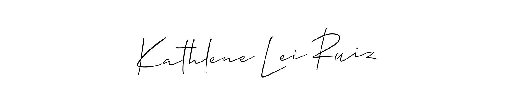 Make a beautiful signature design for name Kathlene Lei Ruiz. With this signature (Allison_Script) style, you can create a handwritten signature for free. Kathlene Lei Ruiz signature style 2 images and pictures png