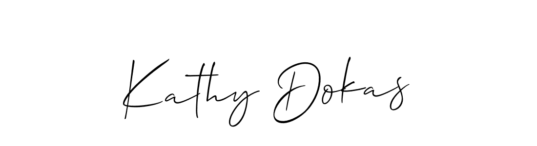 Also You can easily find your signature by using the search form. We will create Kathy Dokas name handwritten signature images for you free of cost using Allison_Script sign style. Kathy Dokas signature style 2 images and pictures png