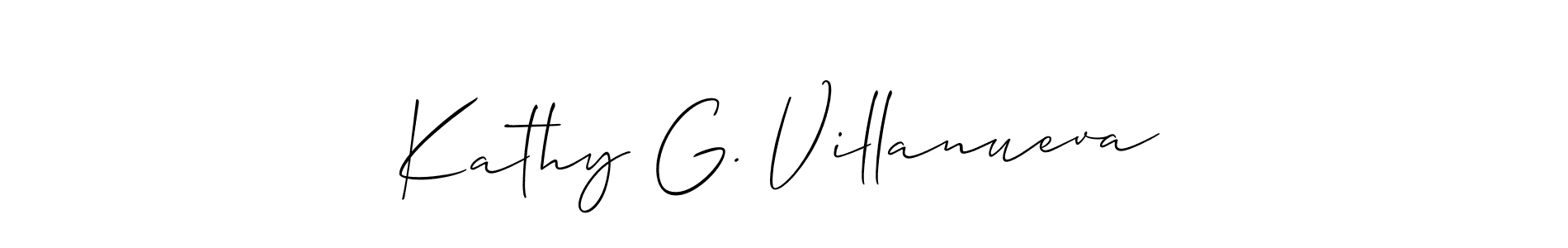 Make a short Kathy G. Villanueva signature style. Manage your documents anywhere anytime using Allison_Script. Create and add eSignatures, submit forms, share and send files easily. Kathy G. Villanueva signature style 2 images and pictures png