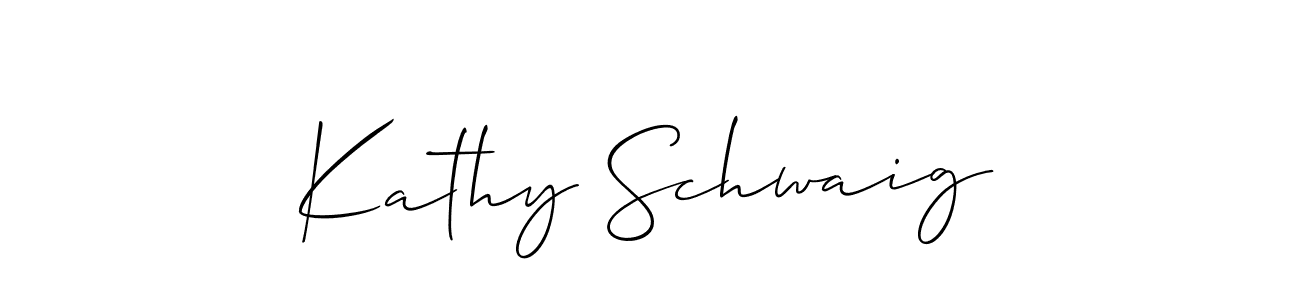 You should practise on your own different ways (Allison_Script) to write your name (Kathy Schwaig) in signature. don't let someone else do it for you. Kathy Schwaig signature style 2 images and pictures png