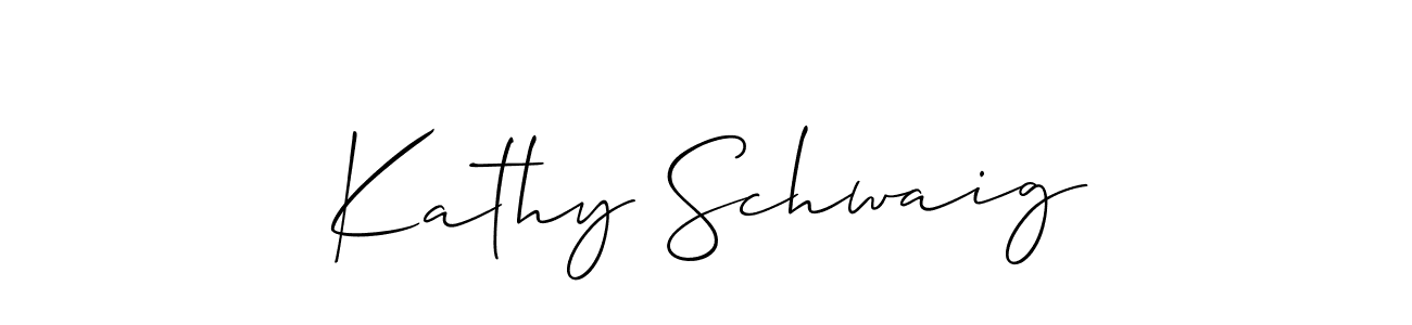 You should practise on your own different ways (Allison_Script) to write your name (Kathy Schwaig) in signature. don't let someone else do it for you. Kathy Schwaig signature style 2 images and pictures png