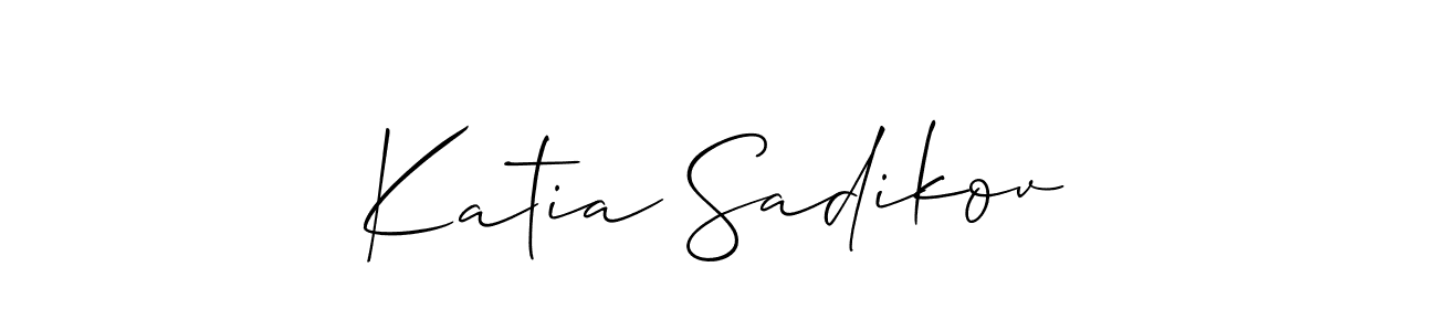 if you are searching for the best signature style for your name Katia Sadikov. so please give up your signature search. here we have designed multiple signature styles  using Allison_Script. Katia Sadikov signature style 2 images and pictures png