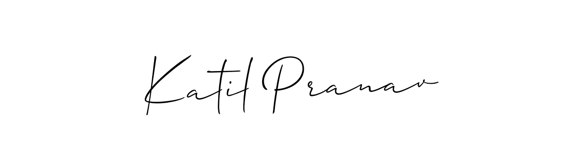 Use a signature maker to create a handwritten signature online. With this signature software, you can design (Allison_Script) your own signature for name Katil Pranav. Katil Pranav signature style 2 images and pictures png