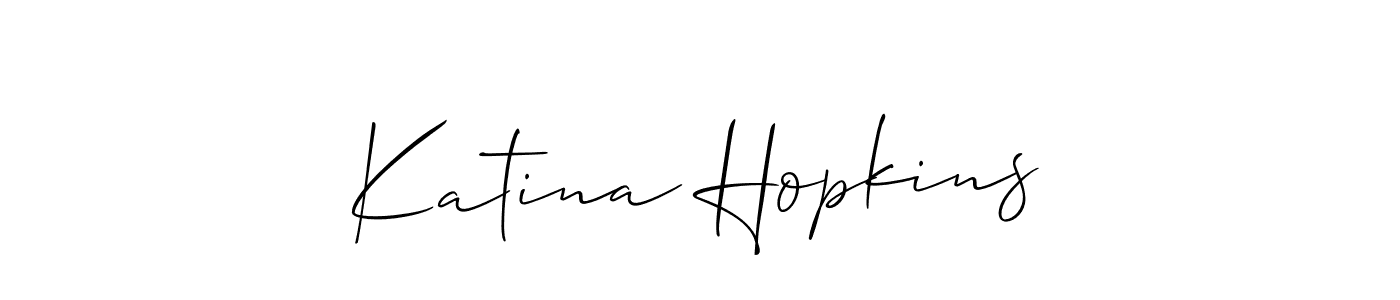 Make a short Katina Hopkins signature style. Manage your documents anywhere anytime using Allison_Script. Create and add eSignatures, submit forms, share and send files easily. Katina Hopkins signature style 2 images and pictures png