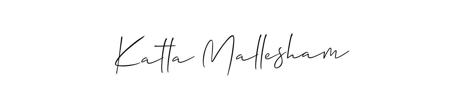 You should practise on your own different ways (Allison_Script) to write your name (Katla Mallesham) in signature. don't let someone else do it for you. Katla Mallesham signature style 2 images and pictures png