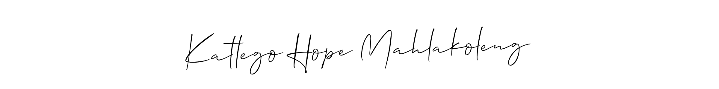 This is the best signature style for the Katlego Hope Mahlakoleng name. Also you like these signature font (Allison_Script). Mix name signature. Katlego Hope Mahlakoleng signature style 2 images and pictures png