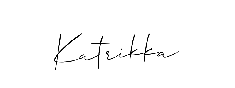 The best way (Allison_Script) to make a short signature is to pick only two or three words in your name. The name Katrikka include a total of six letters. For converting this name. Katrikka signature style 2 images and pictures png