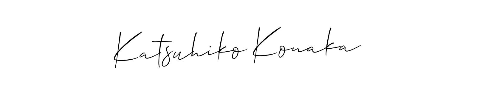 How to make Katsuhiko Konaka name signature. Use Allison_Script style for creating short signs online. This is the latest handwritten sign. Katsuhiko Konaka signature style 2 images and pictures png