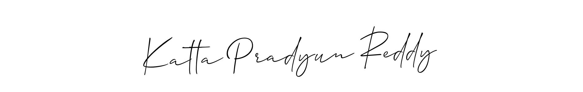 How to make Katta Pradyun Reddy name signature. Use Allison_Script style for creating short signs online. This is the latest handwritten sign. Katta Pradyun Reddy signature style 2 images and pictures png
