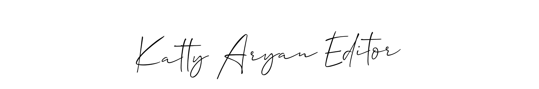 Allison_Script is a professional signature style that is perfect for those who want to add a touch of class to their signature. It is also a great choice for those who want to make their signature more unique. Get Katty Aryan Editor name to fancy signature for free. Katty Aryan Editor signature style 2 images and pictures png