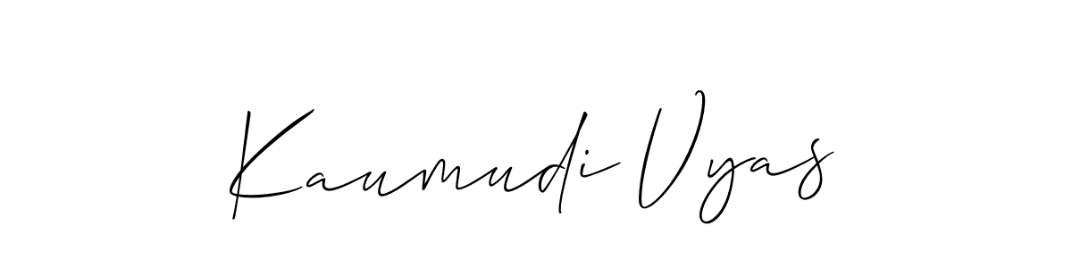 You should practise on your own different ways (Allison_Script) to write your name (Kaumudi Vyas) in signature. don't let someone else do it for you. Kaumudi Vyas signature style 2 images and pictures png