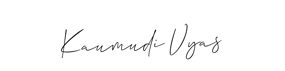 How to make Kaumudi Vyas signature? Allison_Script is a professional autograph style. Create handwritten signature for Kaumudi Vyas name. Kaumudi Vyas signature style 2 images and pictures png