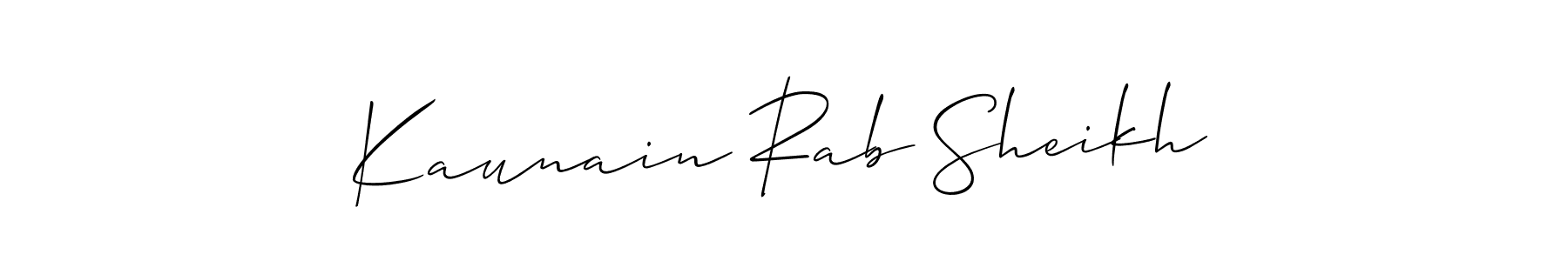 Allison_Script is a professional signature style that is perfect for those who want to add a touch of class to their signature. It is also a great choice for those who want to make their signature more unique. Get Kaunain Rab Sheikh name to fancy signature for free. Kaunain Rab Sheikh signature style 2 images and pictures png