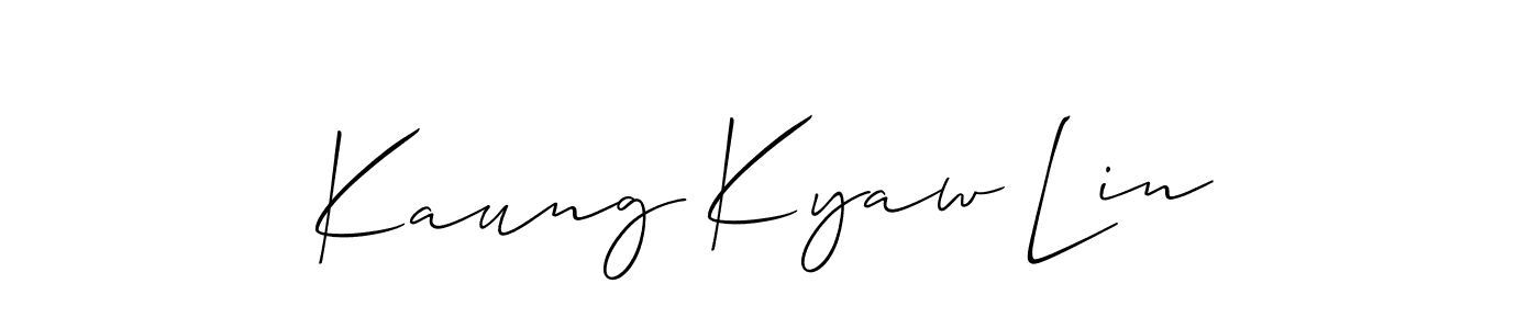 Allison_Script is a professional signature style that is perfect for those who want to add a touch of class to their signature. It is also a great choice for those who want to make their signature more unique. Get Kaung Kyaw Lin name to fancy signature for free. Kaung Kyaw Lin signature style 2 images and pictures png